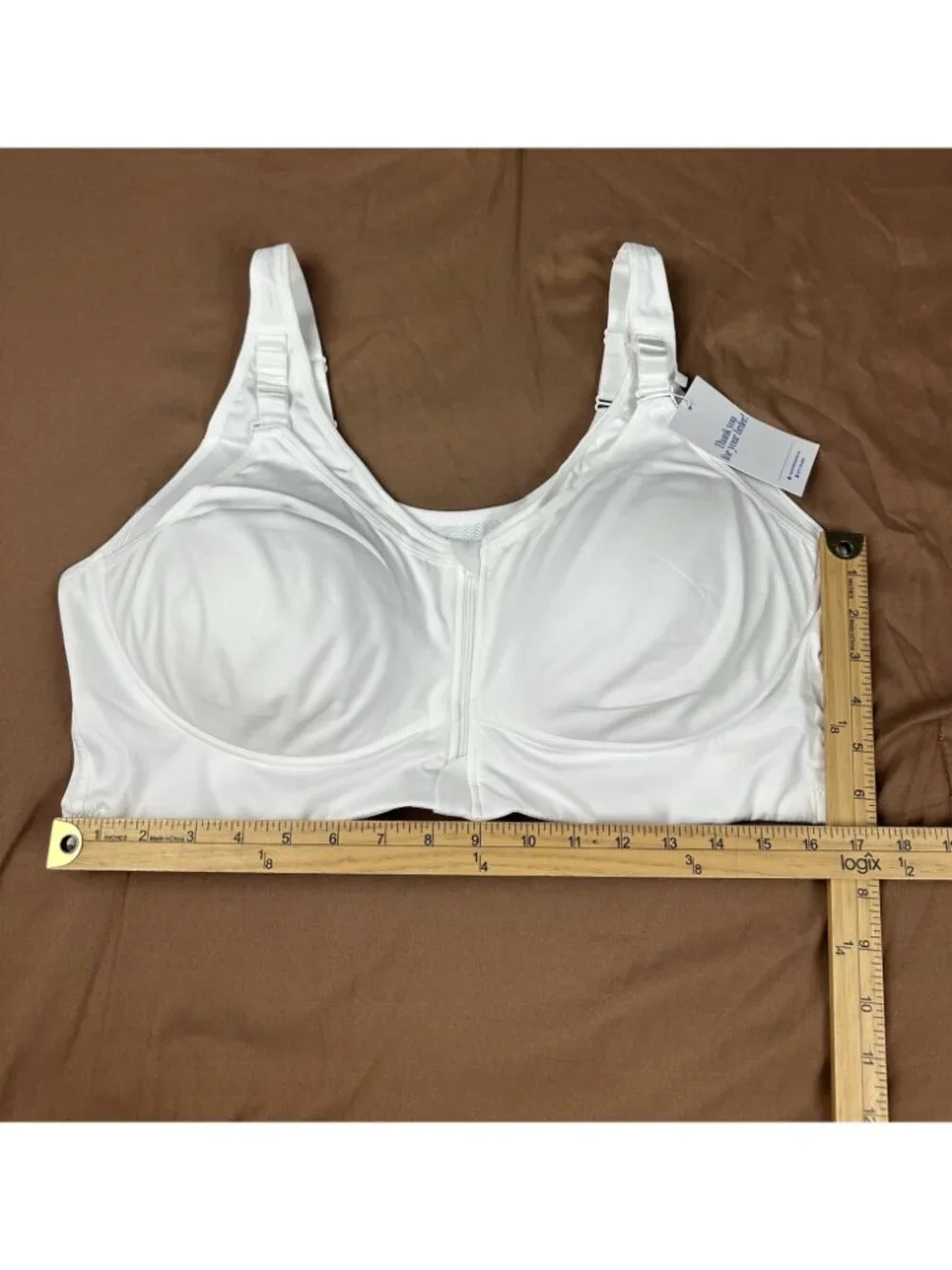 RosyLift Wireless Support Bra White Front Zip Full Coverage 5XL Plus Size